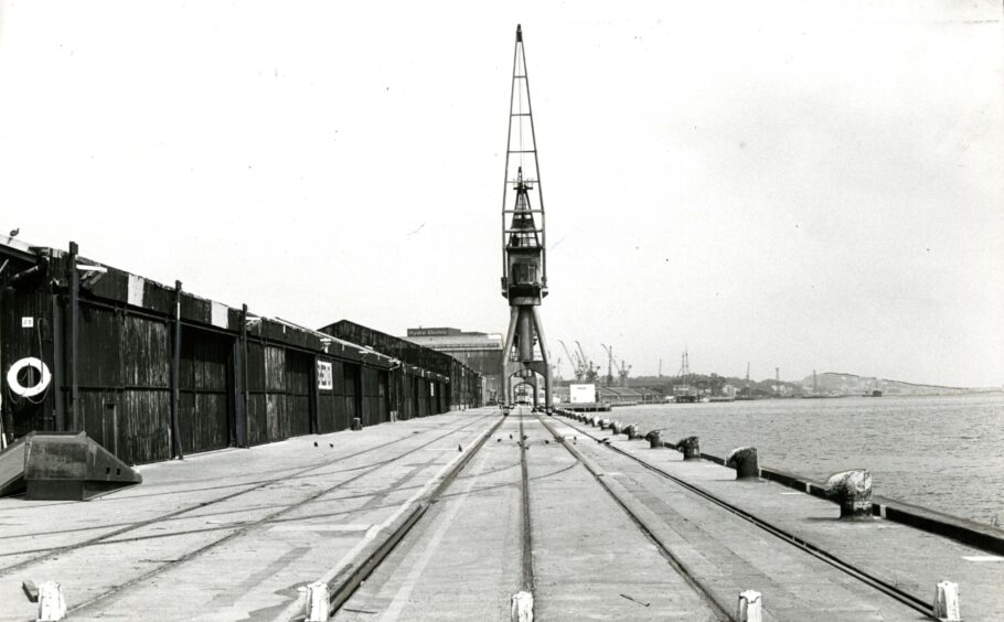 A view of Dundee Docks in July 1984.