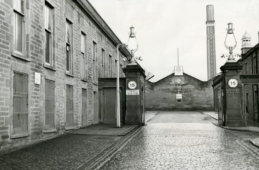 The entrance to Camperdown Works after it closed down in January 1981. 