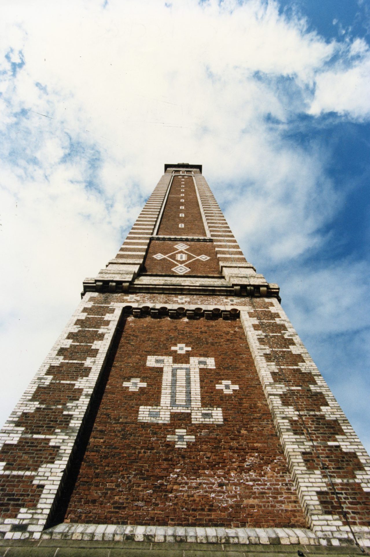 A shot from the ground looking up towards the top of Cox's Stack