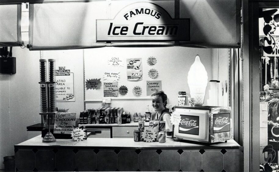 Lynn Brown in Robertson's Ice Cream Parlour in 1987.