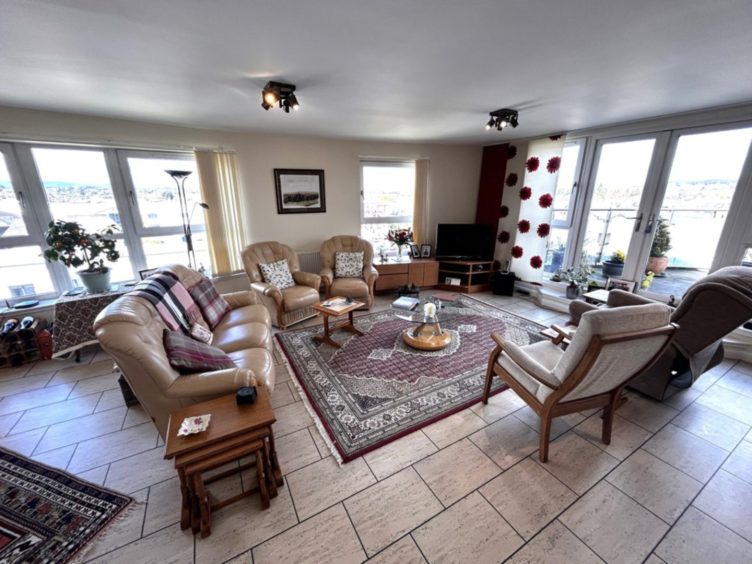 Living room at Monart Road penthouse, Perth.