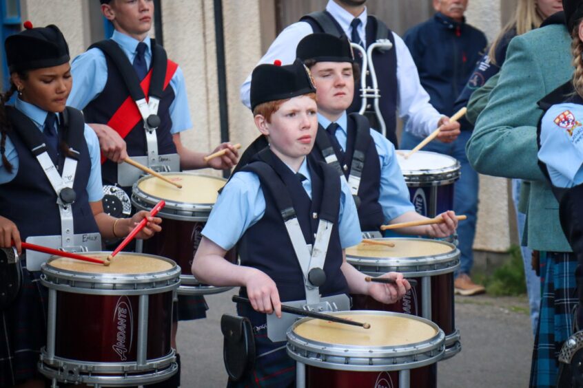 Lathallan School pipe band drummers