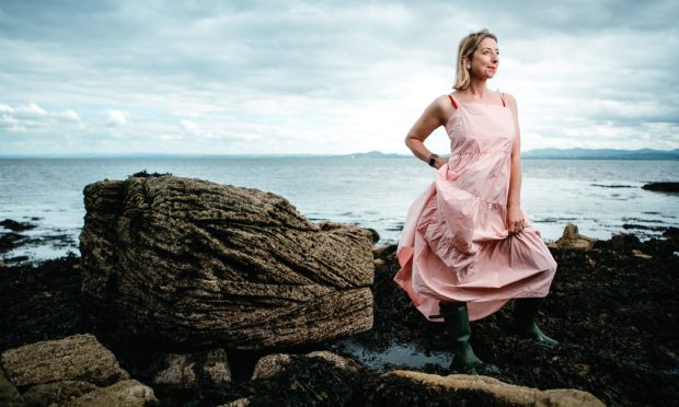 Scottish author Jenny Colgan on the beach near her home in Aberdour. Image: Andrew Cawley.