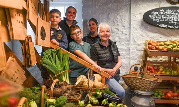 A family affair - back left to right - Robbie Storrar, Claire Sloan, Jamie Storrar, Nikki Storrar and Fiona Pollock, Ardross Farm, Image: Kim Cessford / DC Thomson