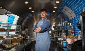 Ollie Lambert, founder and owner of Blue Palm Coffee trailer in Dundee. Image: Kim Cessford / DC Thomson