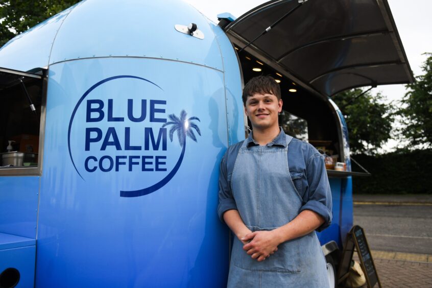 Ollie Lambert with his Blue Palm Coffee trailer.