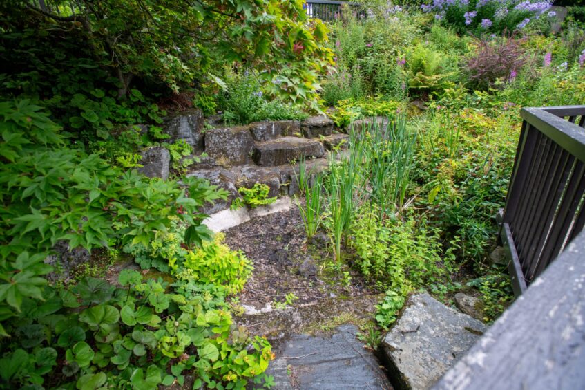 Rocks between two ponds with no water running over them