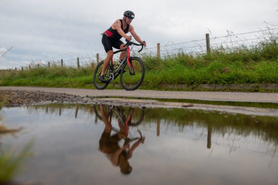 A cyclist out on the course near Lunanhead. Image: Kim Cessford / DC Thomson