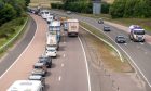 Queues on the M90 during the Fiarton Bridge roadworks. Image: Kim Cessford/DC Thomson