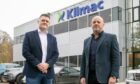 Kilmac founders Athole McDonald and Richard Kilcullen outside their Dundee headquarters in Gemini Crescent. Image: Kim Cessford/DC Thomson
