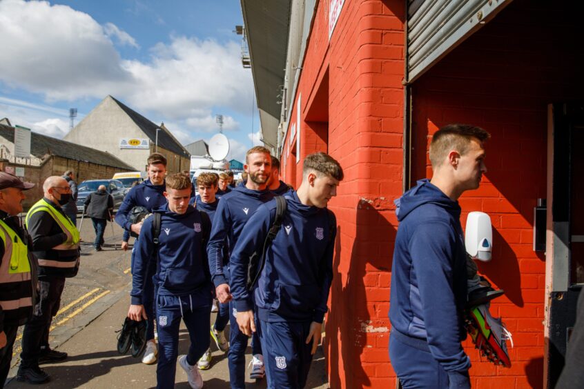 Dundee players will make the short walk from Dens Park to Tannadice on Sunday. Image: Kim Cessford/DCT