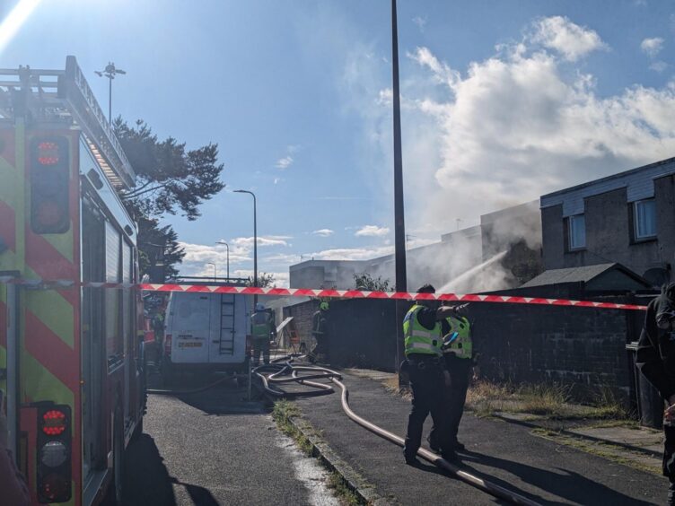 Four fire appliances at the scene on Linfield Street.