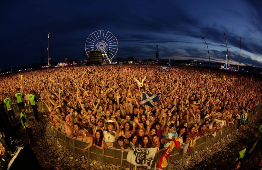 The crowd watch Biffy Clyro performing at Balado in 2014. 