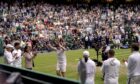 Andy Murray says goodbye to Centre Court in his last Wimbledon appearance. Image: PA