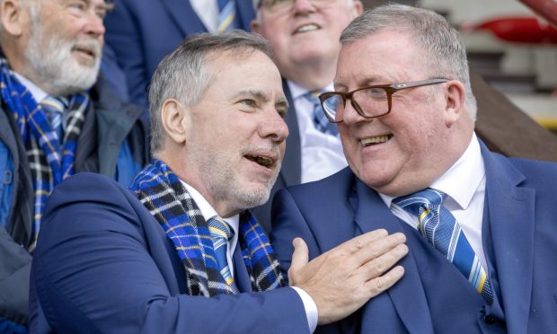 New St Johnstone owner, Adam Webb, with director, Roddy Grant, at Glebe Park.