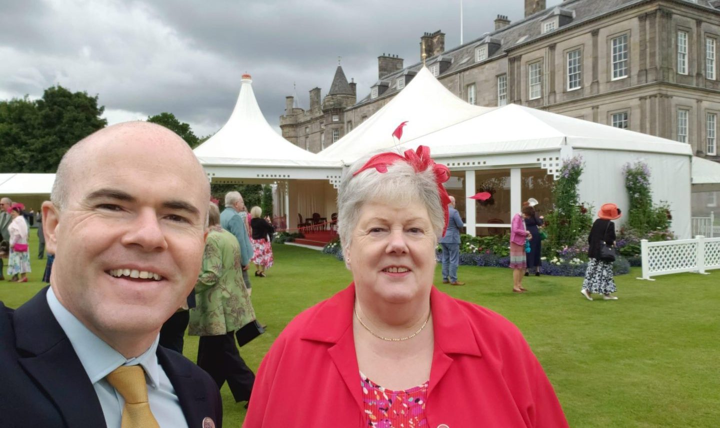 Paul and Anne McKeown selfie at Holyrood garden party