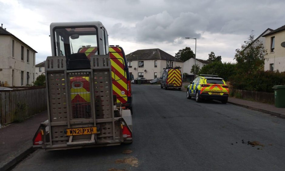 police at Kirriemuir property