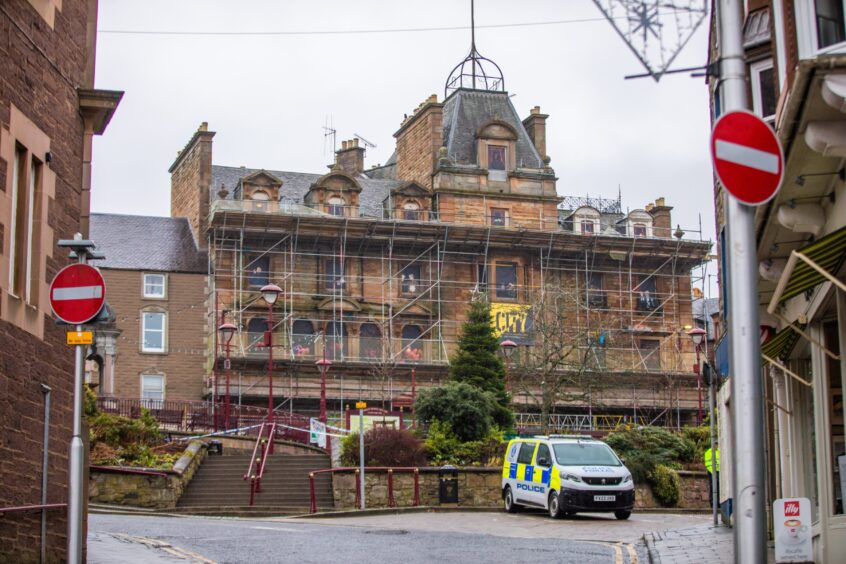 Drummond Arms, covered in scaffolding