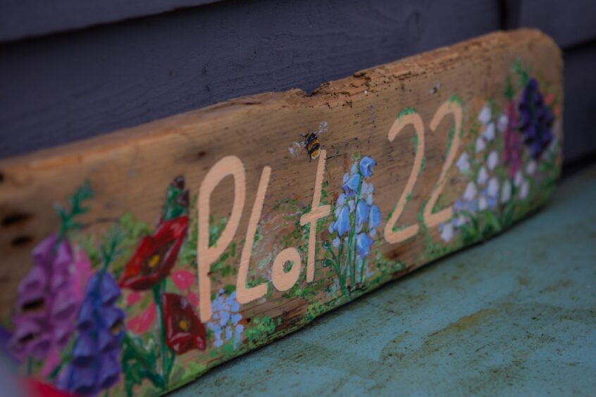 A 'plot 22' sign made for Louise by one of her pupils at Bell Baxter High School.