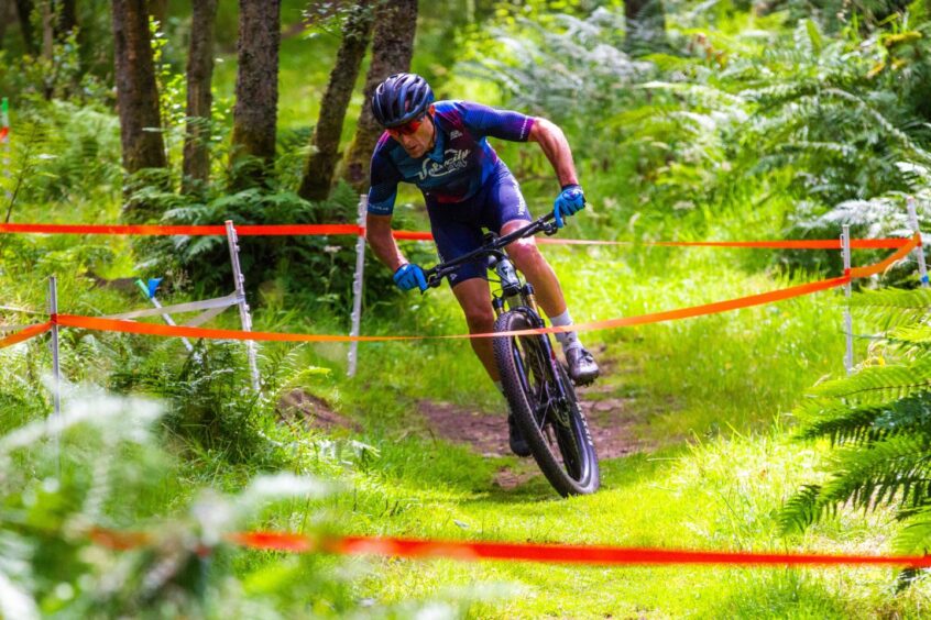 Mountain biking competition on new trails at Crombie Country Park in Angus.