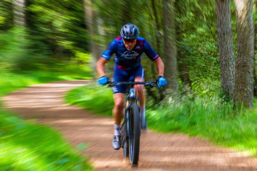 Mountain biking competition on new trails at Crombie Country Park in Angus.