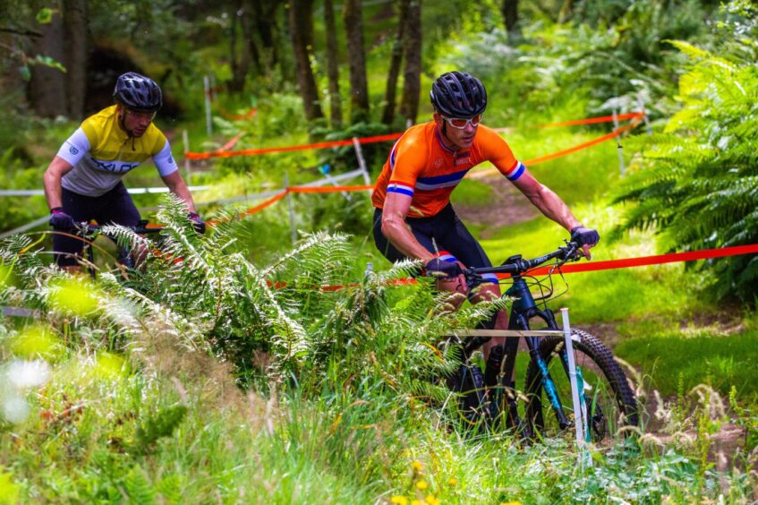 Mountain biking competition on new trails at Crombie Country Park in Angus.