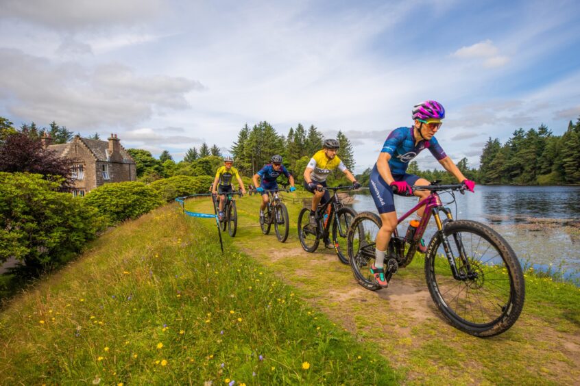 Mountain biking competition on new trails at Crombie Country Park in Angus.