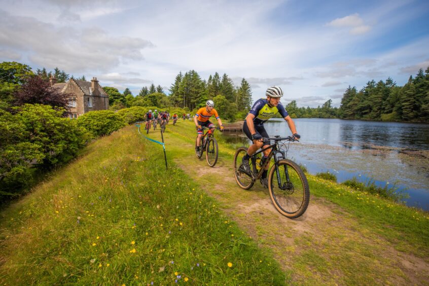 Mountain biking competition on new trails at Crombie Country Park in Angus.