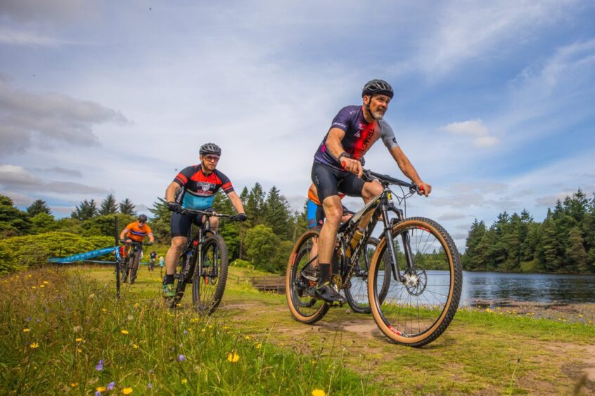 Mountain biking competition on new trails at Crombie Country Park in Angus.