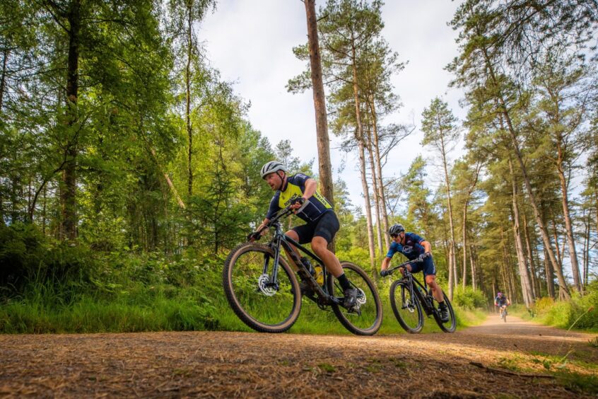 Mountain biking competition on new trails at Crombie Country Park in Angus.