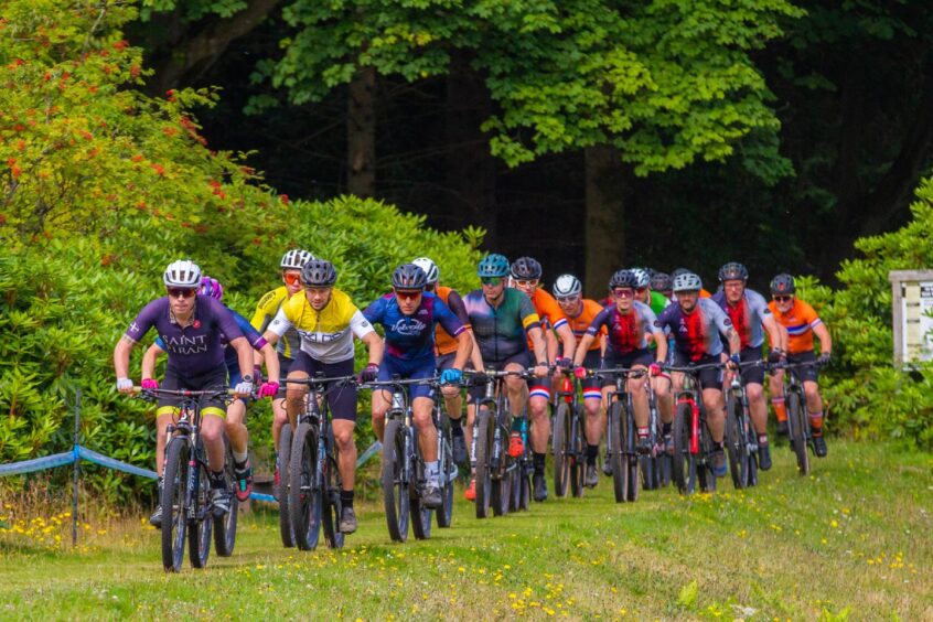 Mountain biking competition on new trails at Crombie Country Park in Angus.