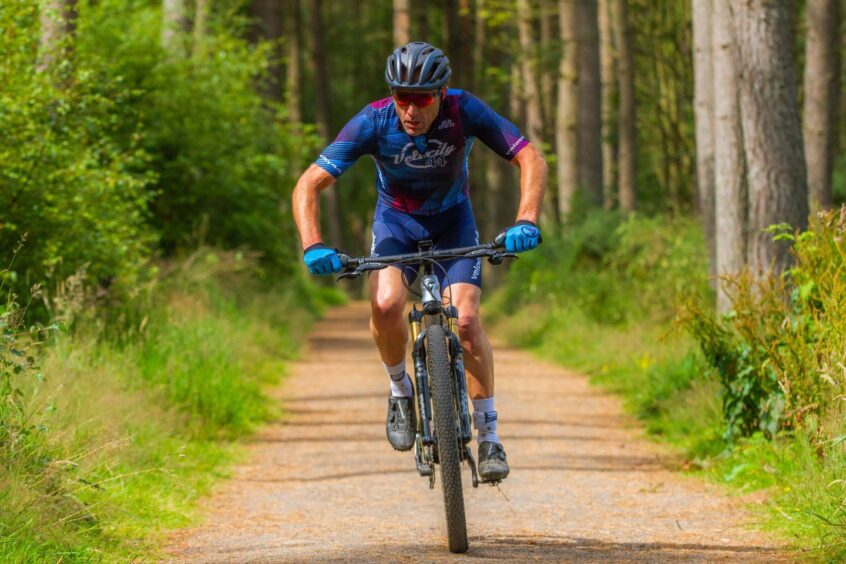 Mountain biking competition on new trails at Crombie Country Park in Angus.