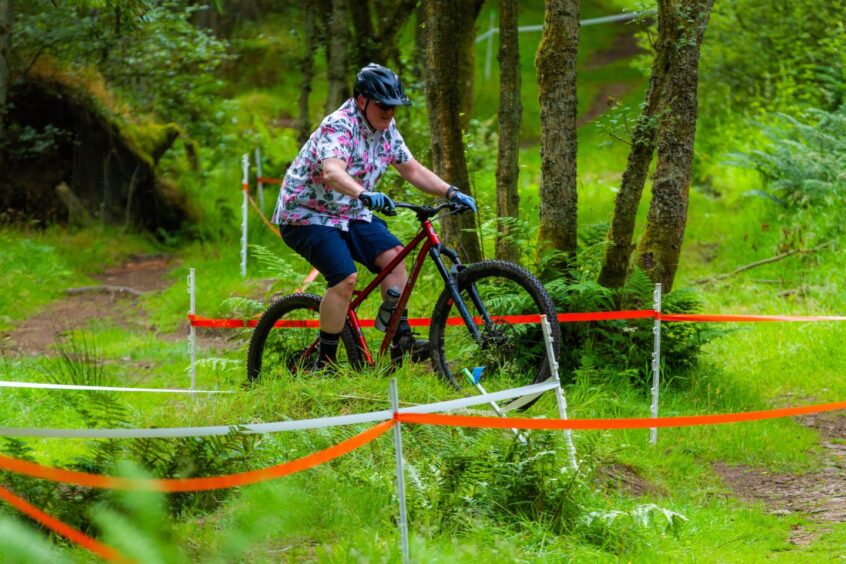 Mountain biking competition on new trails at Crombie Country Park in Angus.