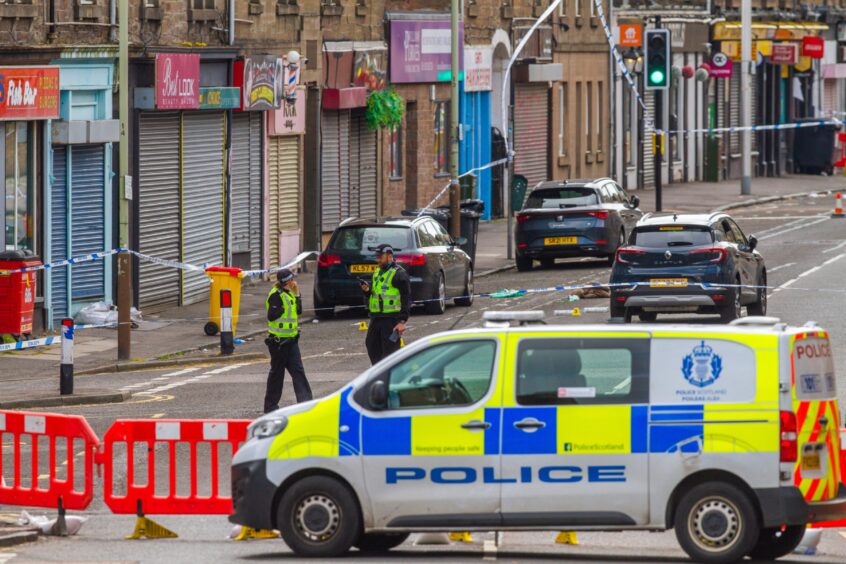 Police cordoned off part of Strathmartine Road, Dundee