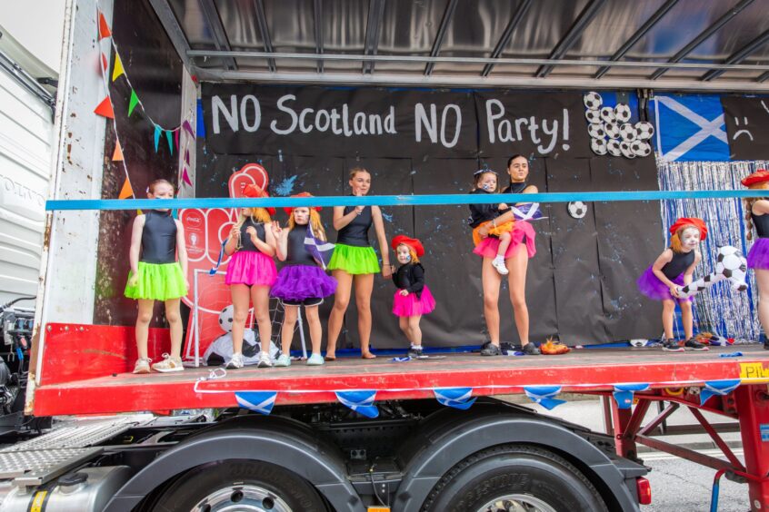 Floats in Carnoustue gala day parade.