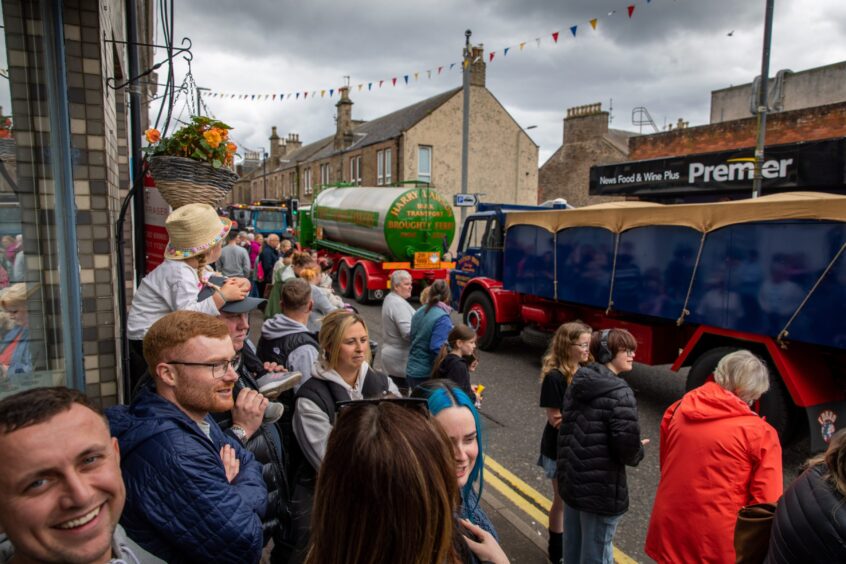 Floats at Carnoustie high street on gala day.