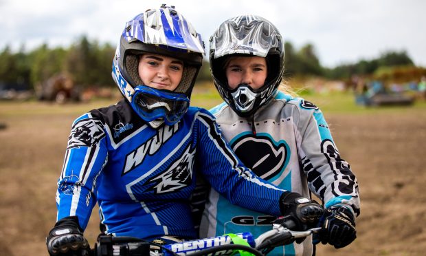 Jessica Carstairs, 14, and Keira Hutcheson ,14, have been going along to Kingdom Offroad Motorcycling Club for six months. Image: Steve Brown/DC Thomson.