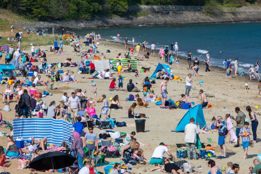 Silver Sands Beach, Aberdour is normally one of Fife's busiest summer beauty spots.