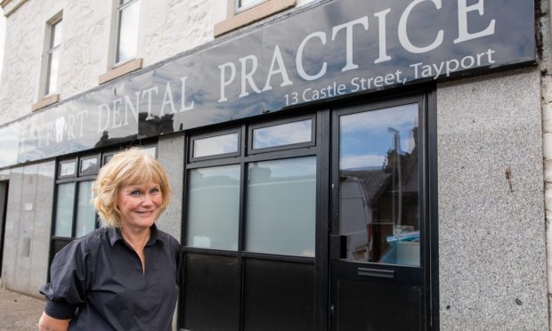 Esme Jardine outside the dental practice on Castle Street, Tayport.