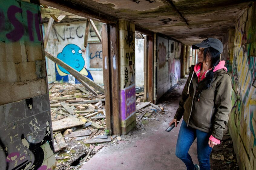 Inside the warren of buildings at the site of abandoned Thornton Fever Hospital. Image: Steve Brown.