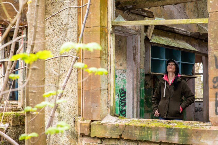 Gayle explores derelict Thornton Fever Hospital in Fife. Image: Steve Brown.