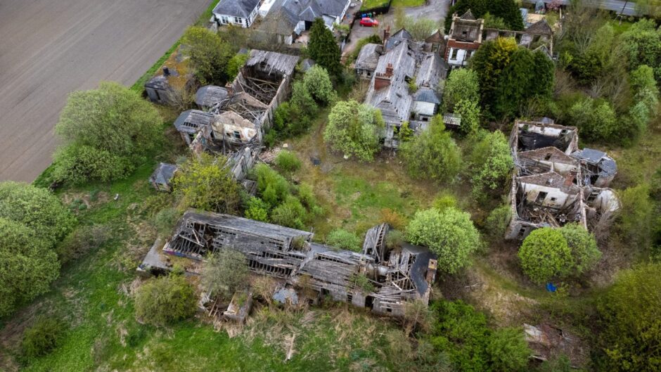 A drone image of former Thornton Fever Hospital in Fife. Image: Steve Brown.