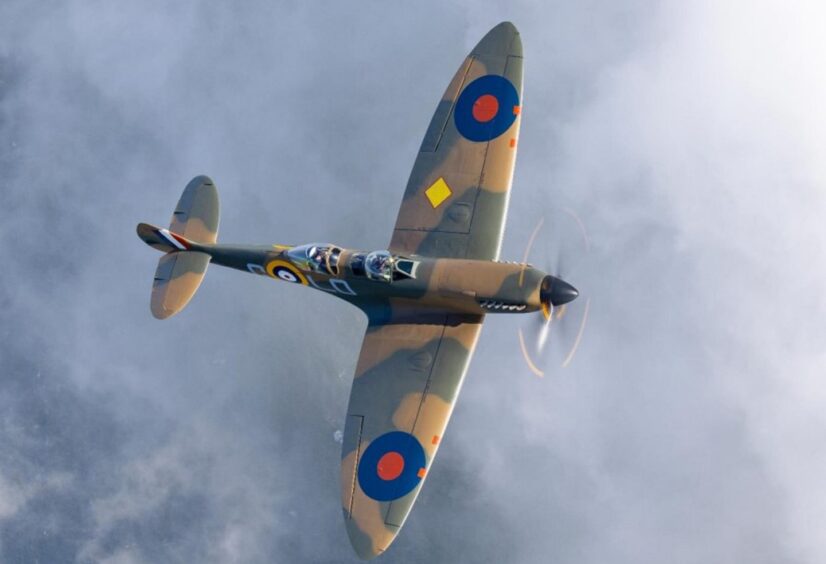 The Spitfire in flight.