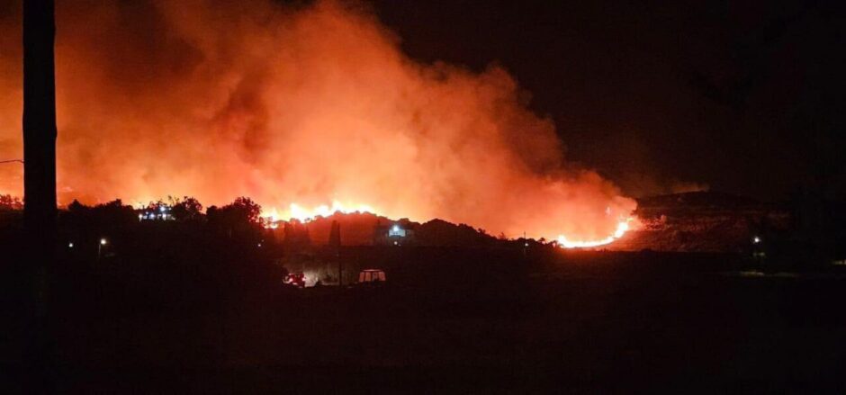The flames from the wildfires were clearly visible throughout the night.