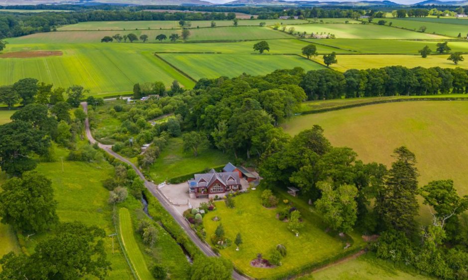 Sunfield House enjoys excellent seclusion. An aerial shot shows it surrounded by fields