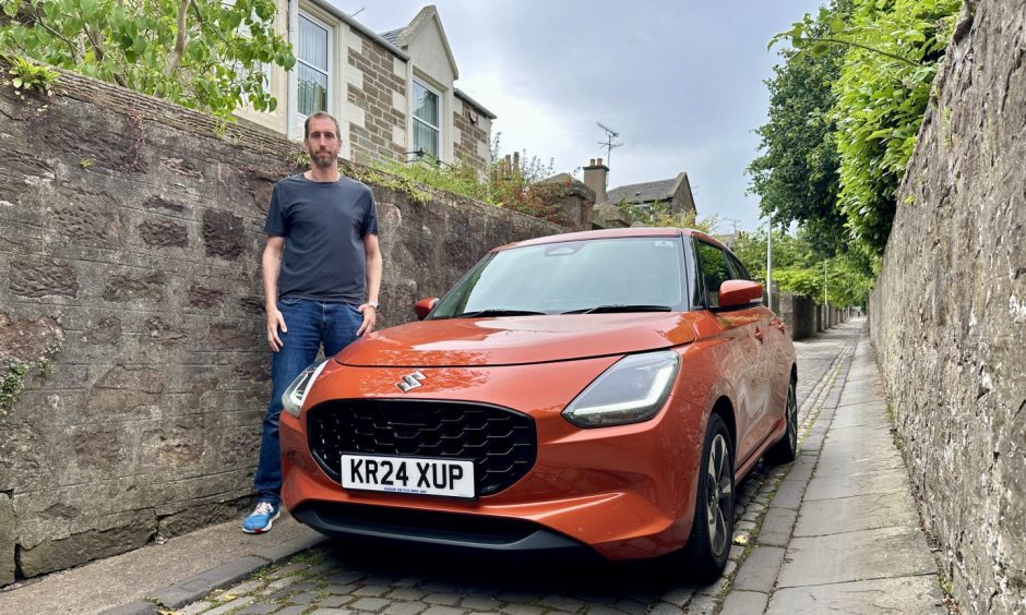 The Suzuki Swift tackling one of Dundee's narrowest streets. 