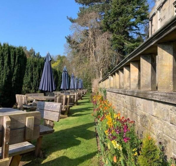 Ample outdoor seating and dining area.