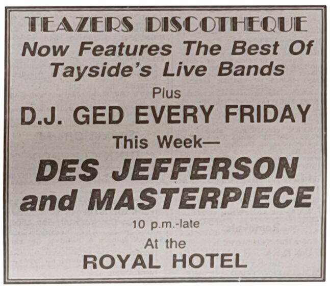 A newspaper advert for Teazers in 1984. 