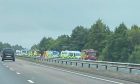 Emergency services at the scene of a crash on the A92 near Cowdenbeath.