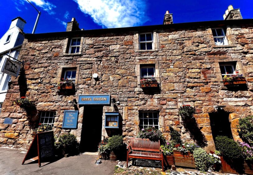 The Dreel Tavern on a sunny day in Anstruther in Scotland's East Neuk.